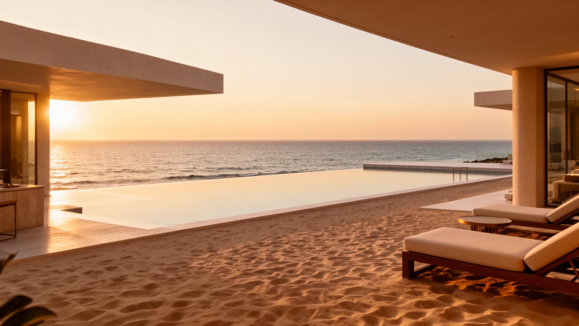 Luxury beach club at sunset